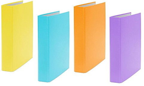 4x Ringbuch / DIN A5 / 4-Ring Ordner / je 1x orange, gelb, türkis und lila