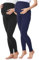 Be Mammy Lote de 2 Legging Grossesse Femme Long Legging Maternité Confortable BE20-230 (Noir/Navy Bleu, S)