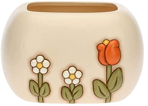 THUN, Cachepot in Ceramica Decorata a Mano con Iconica Decorazione Floreale Thun, Linea happy Country, 24x23.7x15 cm h