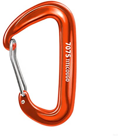 TITECOUGO Heavy Duty Carabiner Clips-Wire gate Large Carabiners for Keyring Hammock & Home Gym, Hiking - Wiregate, Large, Orange, 4 Pack