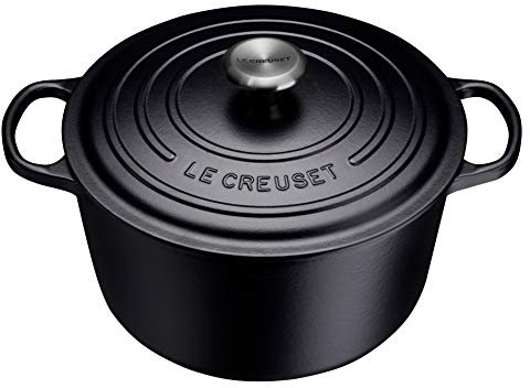 Le Creuset 21195241402430 Signature Cocotte Rond Haute 24 cm Fonte Noir Brillant