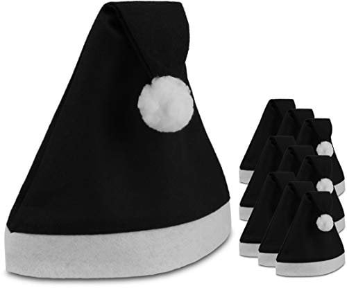 Storfisk fishing & more 10 Stück Nikolausmützen Weihnachtsmützen mit Umschlag und Bommel, Farbe :Schwarz
