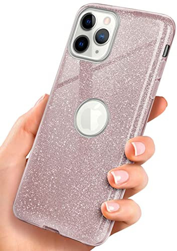 ONEFLOW Glitter Case für iPhone 11 Pro Glitzer Handyhülle mit Kameraschutz, Stylische Hülle Glitzernd, Dünne TPU Schutzhülle für Damen, Glitzerhülle Qi kompatibel, Rosa