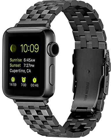 Kai Tian Compatible for Apple Watch 42mm/44mm/45mm/49mm iWatch Series 7 6 5 4 3 2 1 SE Bracelet Montre Acier Inoxydable Homme Femme Noir