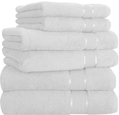 Mixibaby Handtuch 6er Set 2X Duschtuch 2X Handtuch 2X Gästetuch 100% Baumwolle Frottee, Farbe:Weiss