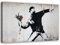 Feeby Leinwandbilder XXL Banksy - Flower Thrower - 120x80 cm - Bild auf Leinwand - Kunstdruck - Deko Wohnzimmer - Wandbilder Schlafzimmer - Deko Schwarz - Deko Aesthetic - Wand Deko