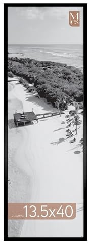 MCS Cadre Poster Foundation 34,3 x 101,6 cm, Cadre en Bois Noir Traditionnel, Fixation Murale Verticale et Horizontale, Grand Cadre Photo pour Photos, Posters et Œuvres d'Art (Lot de 1)