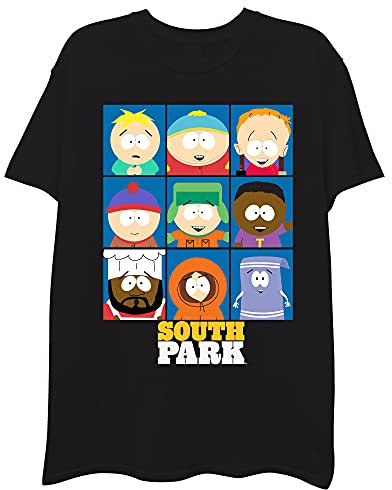 South Park Herren Character Group Kenny, Eric, Stan, Kyln, Chef T-Shirt, Schwarz, Mittel