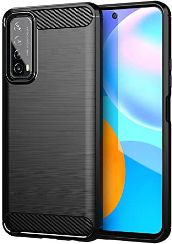 Folmecket Hülle für Huawei P Smart 2021, Karbonfaser, Kratzfest, Stoßdämpfend, Weiches TPU-Gummi, Schutzhülle für Huawei P Smart 2021 (6,67 Zoll) (Huawei P Smart 2021 Schwarz)