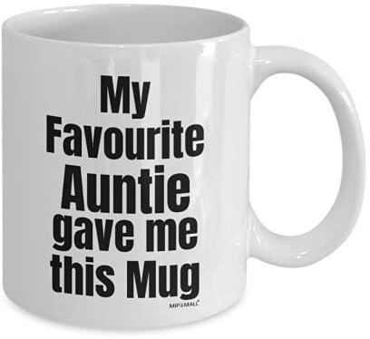 MIPOMALL Mug Gift for Auntie from Niece Nephew, My Favourite Auntie gave me This, Ideal Cup Present for Birthday, Christmas, White Coffee Mug - wm0115