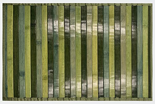 HOME ZEN HOUSEHOLD LINEN Bambus-Teppich aus Holz, rutschfest, waschbar, 50 x 100 cm, grün
