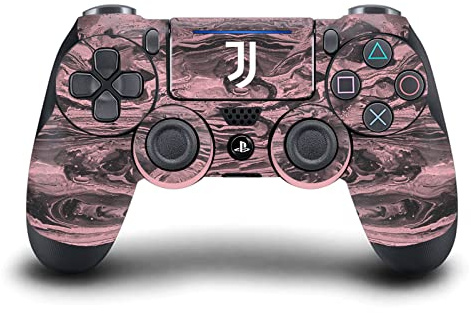 Head Case Designs Offizielle Juventus Football Club Marmor Logo Schwarz & Pink Kunst Vinyl Haut Gaming Aufkleber Abziehbild Abdeckung kompatibel mit Sony PlayStation 4 PS4 DualShock 4 Controller
