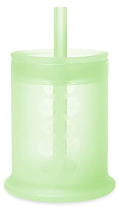 Olababy Silicone Training Cup with Straw Lid, Water Drinking Cup for Babies, from 6 Months to 12-18 Months, Sippy Cup for Kids and Smoothie Cup, Baby LED Weaning (Kiwi, 5 oz)