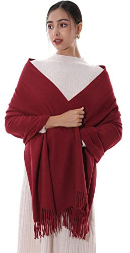 RIIQIICHY Schal Damen Stola Fur abendkleid Pashmina Winter Rotwein Schals tücher für Frauen Warme Schal