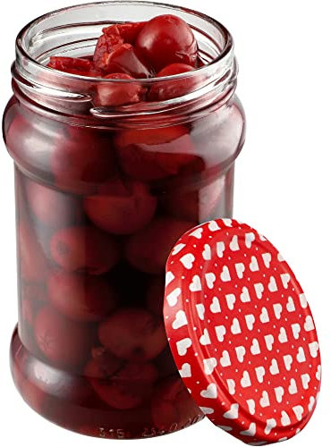 KADAX 100st Einmachgläser 315 ml mit fi66 mm Schraubdeckel für Honig, Dessert, Marmeladen | Luftdichte Gläschen, Einmachglas, Rundgläser, Konfitürengläser, Honiggläser (100 Stück, Herz)