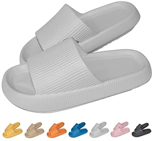 HIDARLING Cloud Sliders Women Men Non-Slip Pillow Sliders with Thick Sole for Shower Bathroom Pool Beach