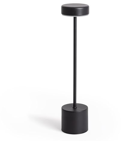 LEDKIA LIGHTING LED-Tischlampe tragbar 2W mit wiederaufladbaren USB-Akku Zimba Schwarz für Wohnzimmer, Küche, Schlafzimmer