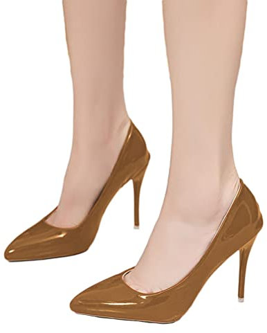 Onsoyours Damen Stiletto High Heels Sexy Geschlossene Spitze Zehen Stiletto Pumps Klassische Party Prom Hochzeit High Heel Pumps B Braun 43 EU