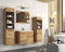 MINIO go for it - Badezimmermöbel Set Marit 1, mit LED-Belechtung, Spiegel mit Regal, Schrank mit Waschbecken, Laminierte Spannplatte, Farbe: Kastanien Breslau