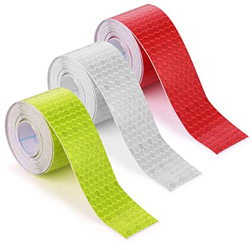 Abeillo 3 Rollen Reflektorband Selbstklebend, 300 cm Zuschneidbar Reflektor Aufkleber, Reflektierendes Klebeband Starke Reflektion, Reflektor Tape für Sicherheit im Straßenverkehr - 2,5 cm Breite