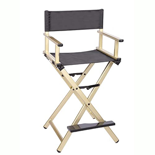 Vorsitz des Direktors, Professioneller Makeup Artist Director Chair Leicht faltbar tragbar mit Rückenlehne und Fußstütze, 150kg belastbar (Farbe: Gold)