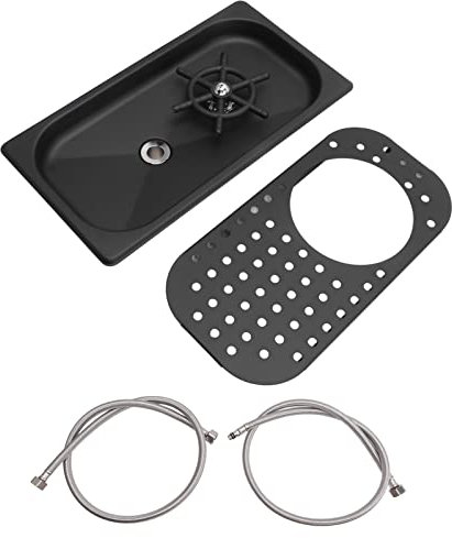 Lavello da Bar con Sciacquatrice per Vetro, Sciacquatrice per Brocca in Acciaio Inossidabile, Lavabicchieri, Sciacquatrice per la Pulizia del Vetro, Lavaggio Ad Alta Pressione (Nero A)