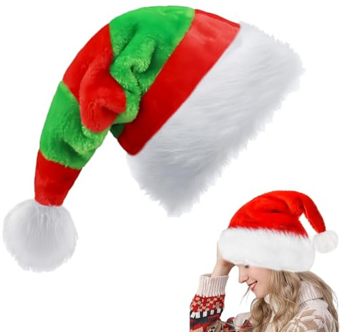 COSORO Pailletten Weihnachtsmütze für Erwachsene Kinder,Nikolausmütze Plüsche Weihnachtsmann Mütze,Unisex Warm Dicker Nikolaus Mütze Perfekt für Männer Frauen Familie Weihnachtsfeier
