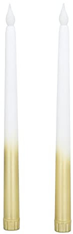 2 Stück Flammenlose Stabkerzen, Flackernde LED-Kerze, 11,0 Zoll Flammenlose Kerze, LED-Stabkerzen mit Realistischer 3D-Flamme für Party, Kirche, Kamin, Weihnachtsdekoration