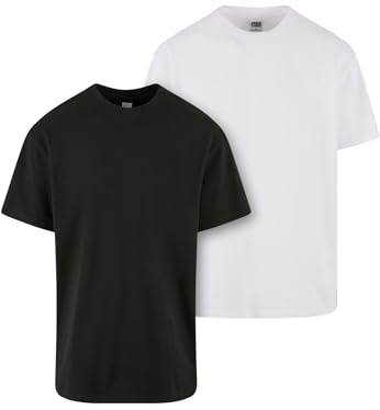 Urban Classics Herren T-Shirt Heavy Oversized Tee 2-Pack, 2er Pack Oversized T-Shirt für Männer, Baumwolle, Black+White, 3XL