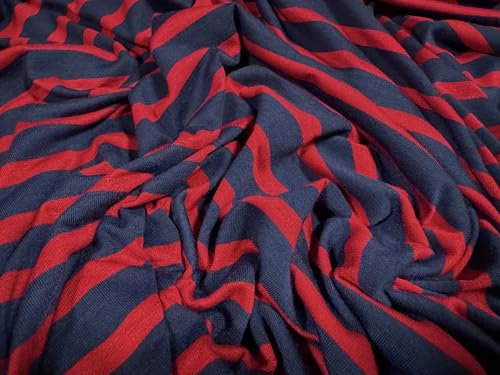 Viskose-Spandex-Stretch-Stoff, Single-Jersey, Meterware, gestreift, Marineblau und Rot