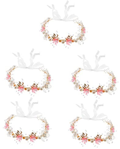 FOMIYES 5piezas Diadema De Flores Perlas Para Accesorio De Cabello Para Bodas y Coronas De Flores Para