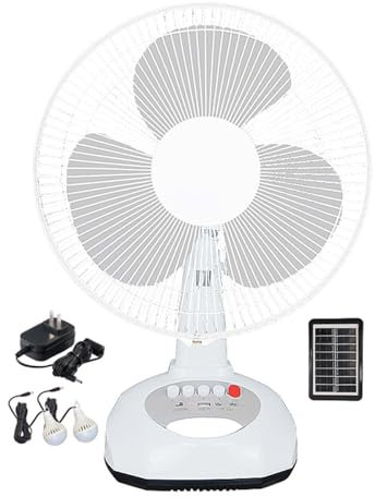 Ventilatore da Tavolo Regolabile A 3 Velocità con Lampadina A LED Ventilatore con Durata Della Batteria di 5-10 Ore Ventilatore d Tavolo da Campeggio Esterno Mandata D'aria Grandangolare Pannello Sola