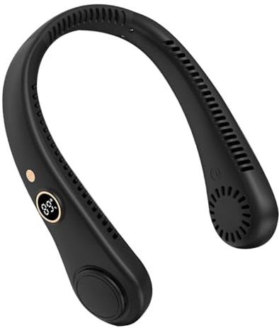 4000mAh Portable Neck Fans Rechargeable, 5 Speed Hanging Bladeless Fan, Soft Neckband, 360° Airflow Cooling, Mini Fan for Outdoor Travel Office Sport (Upgrade Black)