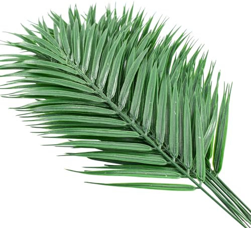 Bacucine 12 foglie di palma artificiali tropicali, foglie di palma verde, fronde di palma finte per la domenica delle palme, giungla, hawaiana, luau, feste, matrimoni, compleanni, decorazioni per la