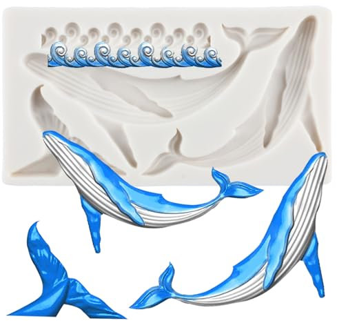 MINFEIDMS Moule À Fondant En Silicone Dauphin, Baleine, Queue De Poisson, Fondant, Vague De Mer, Moules À Chocolat Pour La Décoration De Gâteaux, Cupcakes, Bonbons, Argile Polymère, Pâte De Gomme