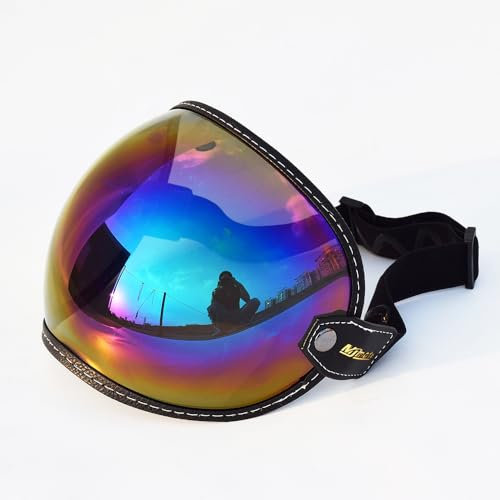 Universal Motorrad-Helmvisier, 3/4 Offenes Gesicht, Bubble Windschutzscheibe, Vintage-Stil (Farbe)