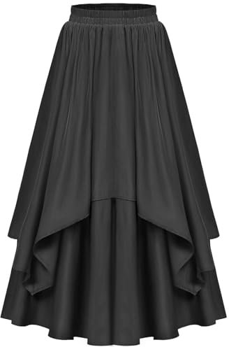 Jupe Longue Femme Couleur Unie Palais Style Rétro Jupe Sexy Femmes Gothique Rétro Jupe En Mousseline De Soie Steampunk Corset Robe Asymétrique Renaissance Rétro Sexy Jupe Médiévale Taille Élastique