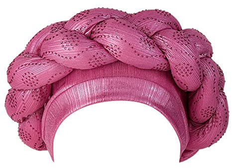 Großer Hut Damen Mütze Mit Gesichtsschutz Damen Mode Frauen Perlen Zopf Hut Muslim Rüschen Wrap Cap Schlaf Caps Satin Gefüttert Haar Hauben Fischermütze Damen Schwarz Fischerhut Damen (Pink, One Size)