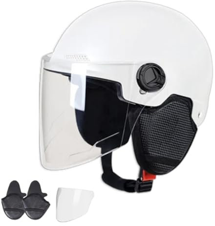 Open Face Helmet, 3/4 Motorcycle Helmet Open Face Helmet Motorcycle Half Warm Helmet With Sun Visor, Motorbike Crash Helmet, Unisex Breathable Helmet For Electric bik-e & Road bik-e Motorbike Helmets