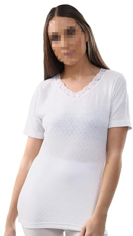 A2Z Ladies Thermal Vests Womens Tog Pointelle Extra Warm - Ladies Thm T Shirt 2361 White 14-16