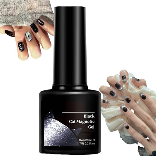 Black Cat Eye Gel Nail Polish,Black Holographic Cat Eye Nail Polish,Black Glitter Magnetic Gel Nail Varnish,Holographic Glitter Cat Eye Gel Nail Polish,Gel Nail Polish,Black Nail Polish,Black Nail Gel