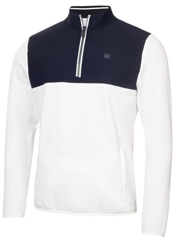 Calvin Klein Mens Atlantic Hybrid Half Zip Sweater - White - XL
