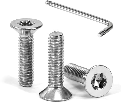 Tunejoy Viti a Testa Svasata M4 x 16 mm Vite Torx Bullone a Macchina in Acciaio Inox A2 V2A Viti a Testa Piatta con Chiavi a T20 Filettatura Completa 30 pezzi