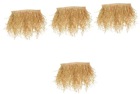 Techo de paja artificial, 4 piezas de rebanadas de paja, techo de paja for bricolaje, techo de paja for jardín, cerca de sauce, cribado, techo de paja sintética, techo de paja decorativo, paja realist