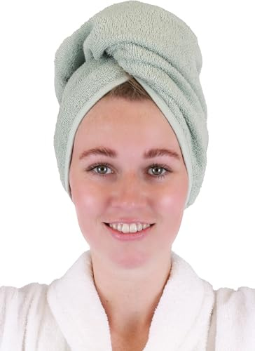 Betz 1 Stück Turban Handtuch 100% Baumwolle Turbantuch - Haar Turban - Frottier Kopfhandtuch - Farbe Jade