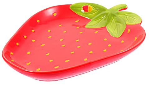 TIDTALEO Insalatiera in Ceramica Stampa Decorativa Ciotola per Servire Frutta e Dessert Design Forma di Fragola Attraente e Pratica per Uso Domestico