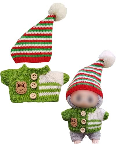 KGDUYC Kleidung für Puppe,17cm Niedliche Mini Plüsch Puppen Kleidung Outfit nur Bekleidungs zubehör,für 3.0 Puppen Pullover Hoodie Kleidung DIY Kinder Geschenke,ohne Puppe(Pullover,Mütze)
