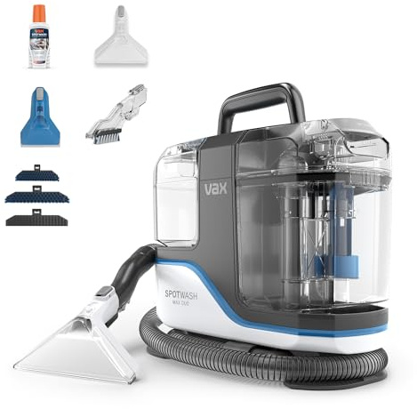 Vax SpotWash Max Duo Fleckenreiniger Leistungsstarker Teppich-und Polsterreiniger Gerät mit SpinScrub-Technologie, 2,8L XL-Tanks, Tiefenreinigung für Flecken, Sofas, Hartböden und Autos