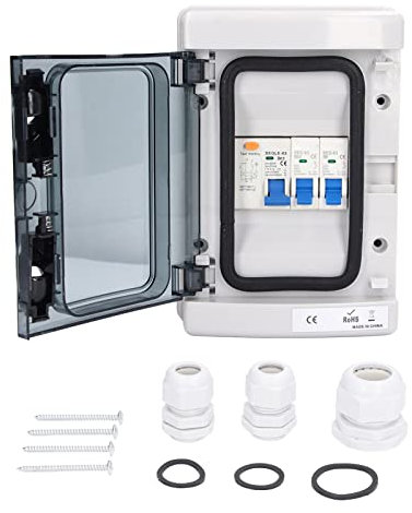 Verteilerkasten 2-Wege 230V EU Standard Wasserdicht IP65 (B6A + B32A) + FI-Schalter (63A 1P + N) Trennschalter für Garage Caravan Werkstatt