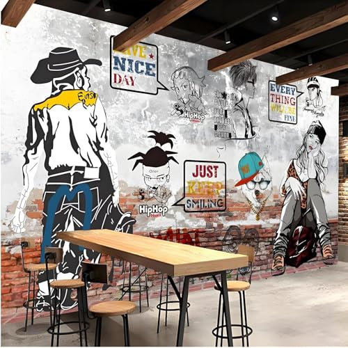 Tzxztt Peint À La Main Personnalisé Street Art Graffiti Red Brick Papier Peint 3d Moderne Soie Texturée Haut De Gamme IdéAl Pour Le Salon Et La Chambre à Coucher-350cm×256cm